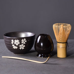4pcs/set traditional japanese tea sets matcha gift-set bamboo matcha whisk scoop ceremic Matcha Bowl Whisk Holder