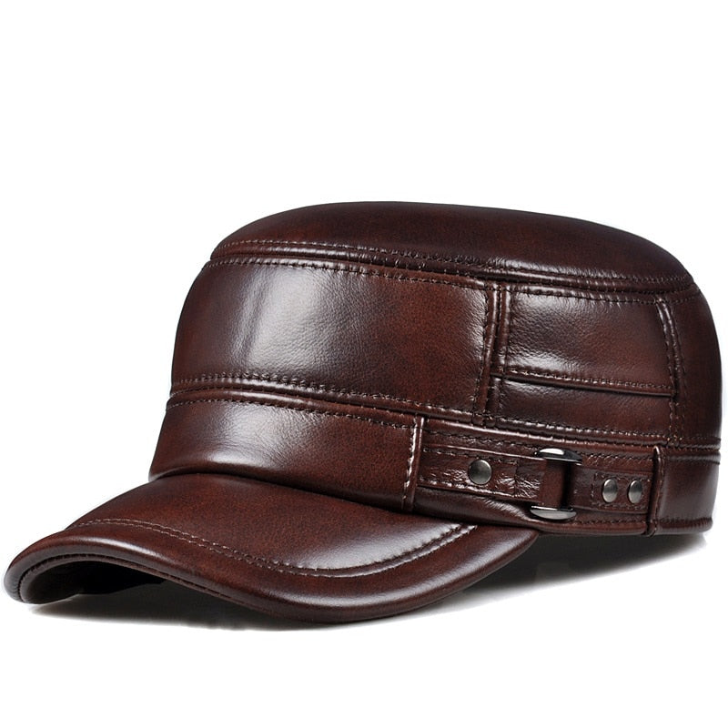 Real Leather Fashionable Cap Hat New Fashion Style Soft Leather Unisex Crafted Head Cover Buckle Strap