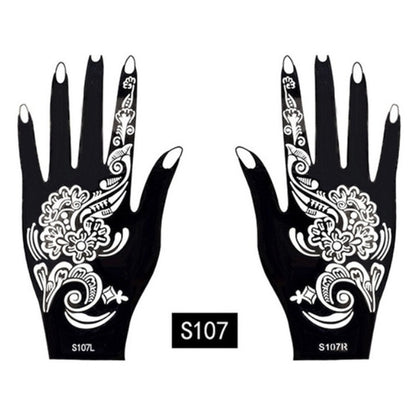 2-Pc Set Temporary Tattoo stencil 25 designs Body Art Men Women Indian Henna Pattern Beauty Waterproof Fake Arm Hand Reusable Tattoo