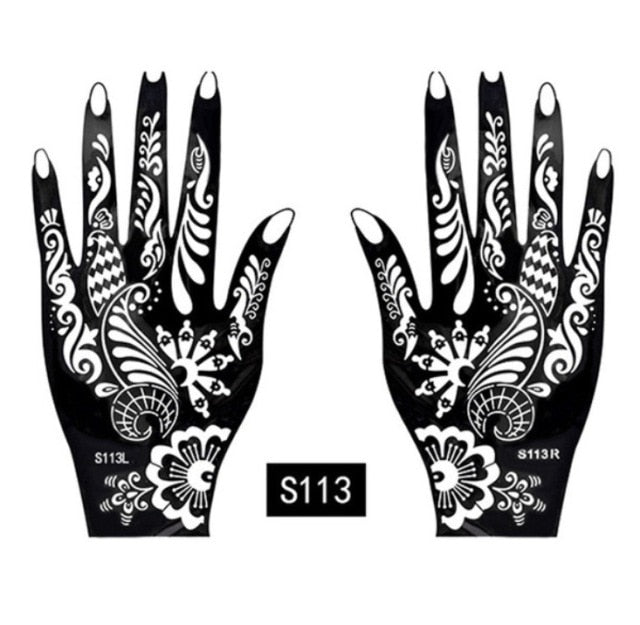 2-Pc Set Temporary Tattoo stencil 25 designs Body Art Men Women Indian Henna Pattern Beauty Waterproof Fake Arm Hand Reusable Tattoo