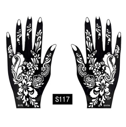 2-Pc Set Temporary Tattoo stencil 25 designs Body Art Men Women Indian Henna Pattern Beauty Waterproof Fake Arm Hand Reusable Tattoo