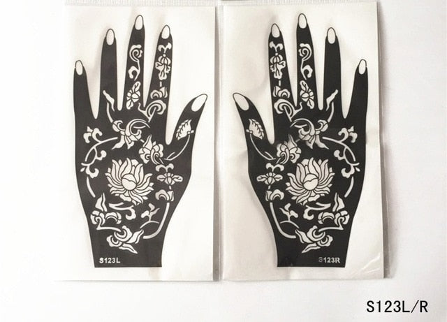 2-Pc Set Temporary Tattoo stencil 25 designs Body Art Men Women Indian Henna Pattern Beauty Waterproof Fake Arm Hand Reusable Tattoo