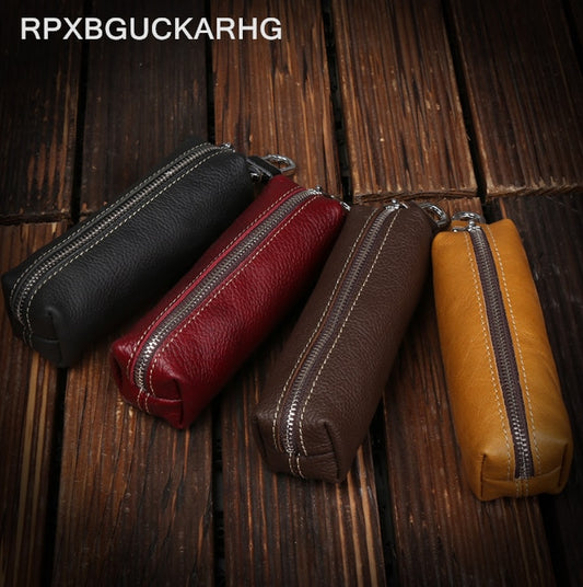 Genuine Leather Men Women Key Bag Small Business Kay Case Women Purse Keychain Zippered Wallet Sunglasses Case Great Gift