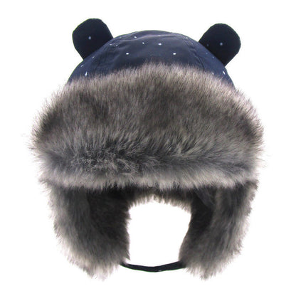 Kids Thickened Fur Hats Winter Windproof Keep Warm Hat for Girls Boys Cute Little Ear Ushanka Cap Children 0-4 Years Bomber Cap