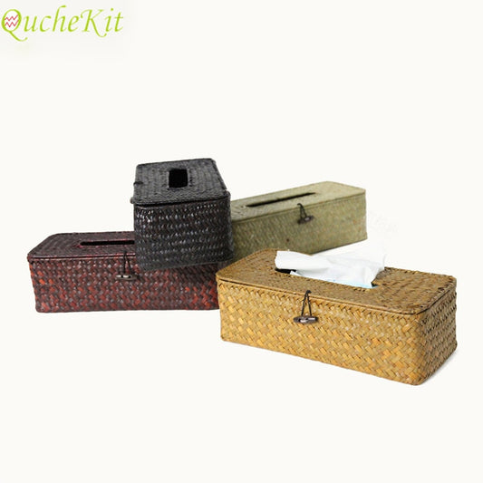 Rattan Rectangle Tissue Box Cover Rectangular Napkin Case Woven Napkin Paper Container Home Tissue Paper Holder