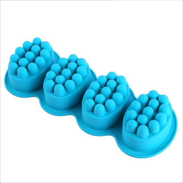 4-Cavity Molds 3D Handmade Soap Silicone Mold Massage Therapy Bar Soap Making Mould DIY Oval Shape Soaps Resin Crafts