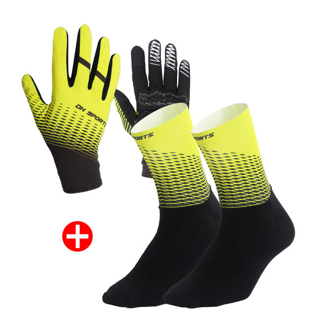 1Pair Half /Full Finger Cycling Gloves With 1Pair Cycling Socks Men Women Sports Bike Gloves Racing  Bicycle Set