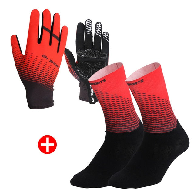 1Pair Half /Full Finger Cycling Gloves With 1Pair Cycling Socks Men Women Sports Bike Gloves Racing  Bicycle Set