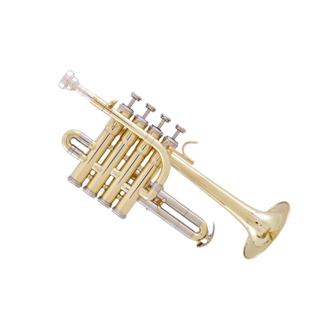 Professional Bb Piccolo Trumpet Brass Gold Lacquer Surface Trumpet Three Tone Trumpet High Quality Monel Piston