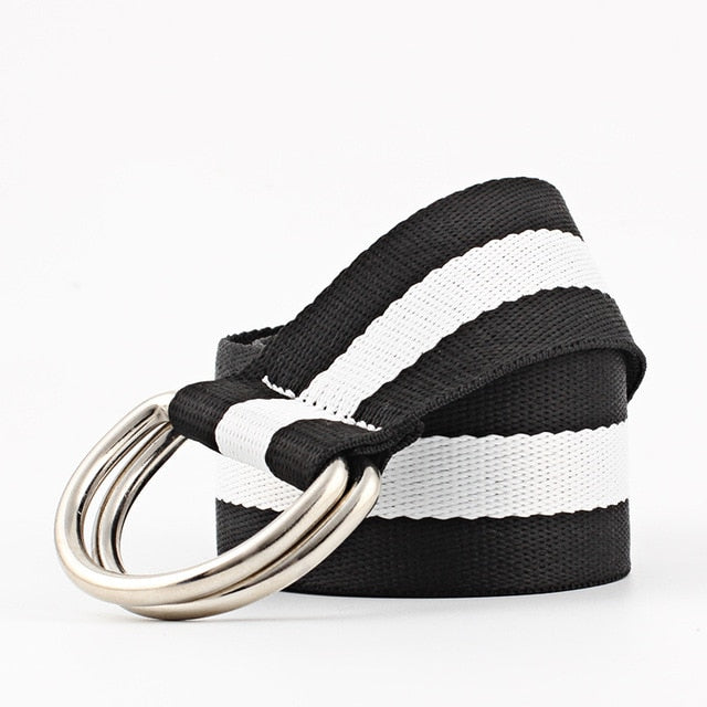 Stylish Checkerboard Belt Canvas Waist Belts Waistband Casual Style Checkered Black White Belt