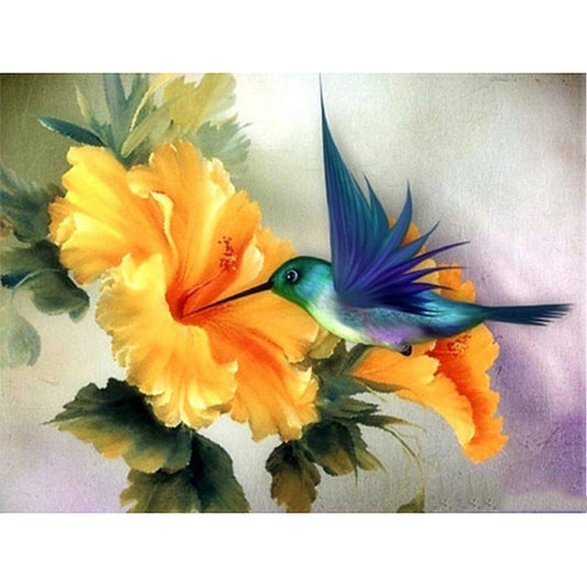 Blue Hummingbird Round Drill Diy Diamond Painting Cross Stitch Kits 5D Diamond Mosaic Embroidery Landscape Animal Mosaic Painting