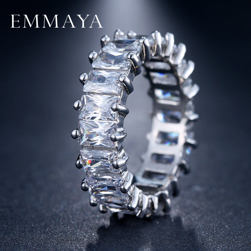 EMMAYA Austrian Zircon Silver Color Unique Design CZ Ring Paved Fashion Women Ring Jewelry