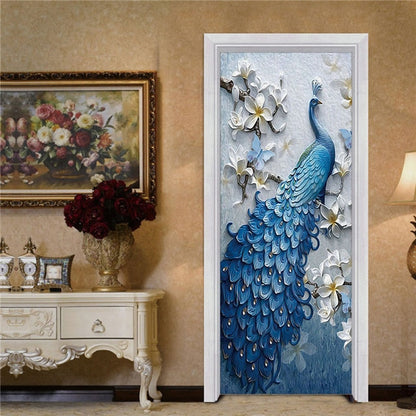 DIY 3D PVC Self Adhesive Wallpaper Beautiful Landscape Door Sticker For Living Room Bedroom Waterproof Mural Decals deursticker