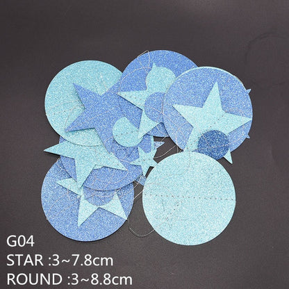 4m Mirror Decoration Supplies Paper Star Round Gold Garland Flash Banner Happy Birthday Wedding Party Favor Baby Shower Curtain