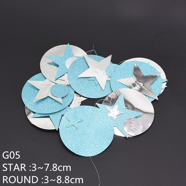 4m Mirror Decoration Supplies Paper Star Round Gold Garland Flash Banner Happy Birthday Wedding Party Favor Baby Shower Curtain