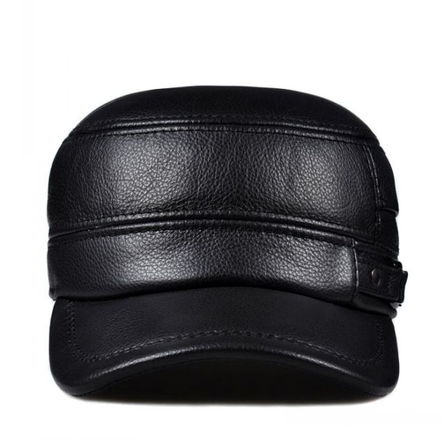 Real Leather Fashionable Cap Hat New Fashion Style Soft Leather Unisex Crafted Head Cover Buckle Strap