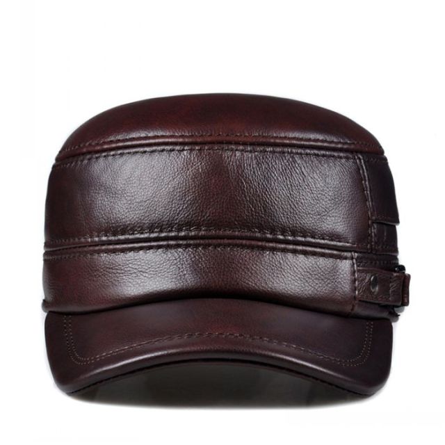 Real Leather Fashionable Cap Hat New Fashion Style Soft Leather Unisex Crafted Head Cover Buckle Strap