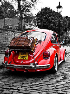 Red Volkswagen Bug 5D DIY Diamond Painting Kits for Adults Drill Kit Gem Art Crafts for Women Men Rhinestone Embroidery Arts Craft Home Décor