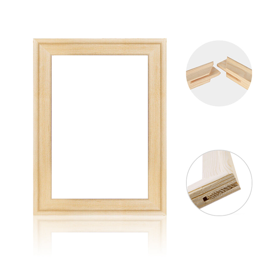DIY Nature Pine Solid Wooden Frame Sturdy Inner Picture Photo Frames for Canvas Wall Art Diamond Oil Paintings