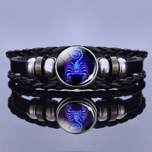 12 Zodiac Signs Constellation Charm Bracelet Men Women Fashion Multilayer Weave leather Bracelet & Bangle Birthday Gifts