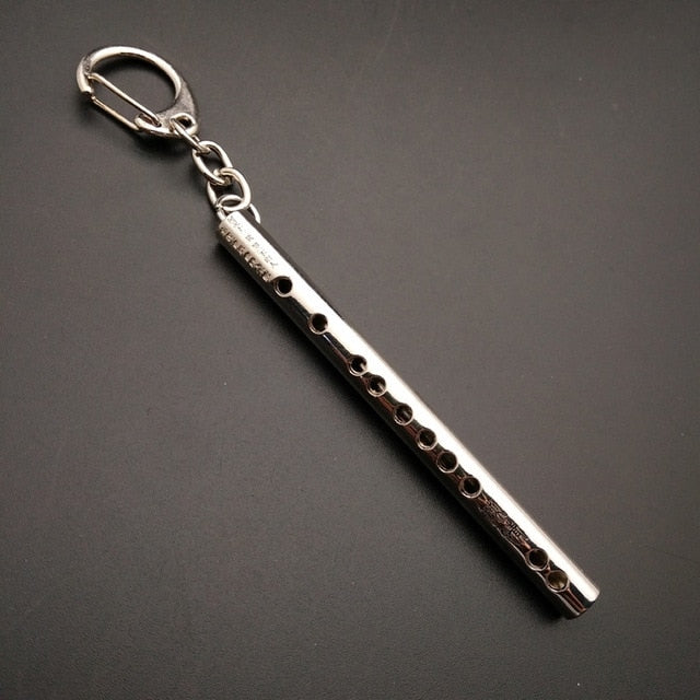 Mo Dao Zu Shi Keychain Flute Metal Mini Pocket Musical Instrument Keychain Cosplay Prop Accessories Flute Keyring Key Chain Pendant