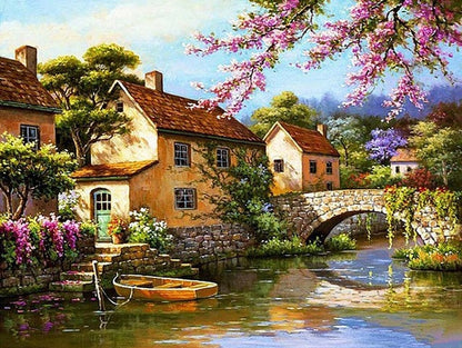 Old European Villa Diamond Painting Landscape 5D DIY Full Square Drill Embroidery Scenery Mosaic Picture Of Rhinestone Home Décor