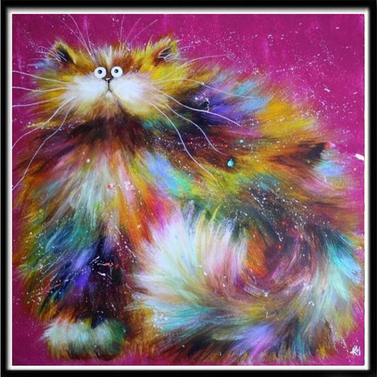 Colorful Cat Diamond Painting Kit AB Drills Kits for Kids Adults DIY Mosaic Cross Stitch Pattern Handmade Embroidery Kits Wall Décor