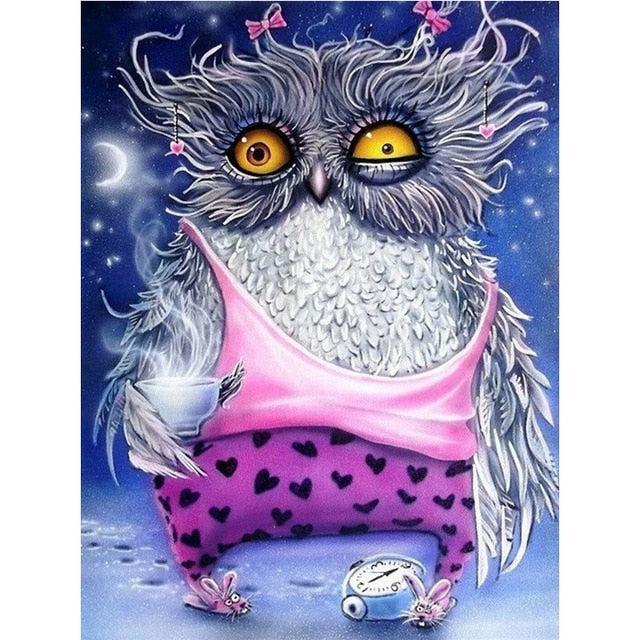 Caffeine Craving Owl Diamond Art Painting Kit DIY Full Drill Select Square Round Diamonds Crafts Embroidery Rhinestone Painting Home Decoration