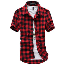 Load image into Gallery viewer, Men Summer Fashion Plaid Shirt Mens Checkered Shirts Short Sleeve Shirt Men Wear
