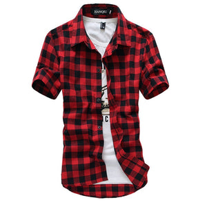 Men Summer Fashion Plaid Shirt Mens Checkered Shirts Short Sleeve Shirt Men Wear