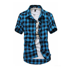 Load image into Gallery viewer, Men Summer Fashion Plaid Shirt Mens Checkered Shirts Short Sleeve Shirt Men Wear
