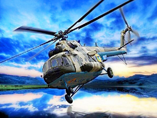 Helicopter Diamond Art Painting Kit DIY Full Drill Select Square Round Diamonds Crafts Embroidery Rhinestone Painting Home Decoration