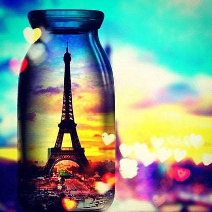 Diamond Art Painting Kit Eiffel Tower in a Bottle DIY Drill Select Square Round Diamonds Crafts Embroidery Rhinestone Painting Home Decoration