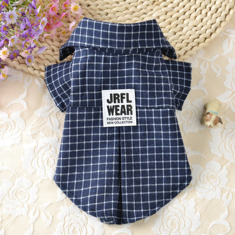 Classic Plaid Pet T-Shirt Summer Dog Shirt Vest Casual Dog Tops Puppy Outfits Yorkshire Dog Clothes Pet Clothing For Small Dogs