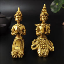 Load image into Gallery viewer, Golden Meditation Buddha Statue Thailand Buddha Sculptures Figurines Resin Crafts Ornament For Home Garden Flowerpot Decoration
