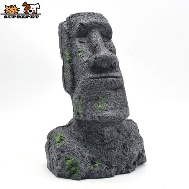 Ancient Moai Mystery Stone Landscape Aquarium Decoration Fish Tank Ornament Aquarium Accessories Fish Tank Accessories