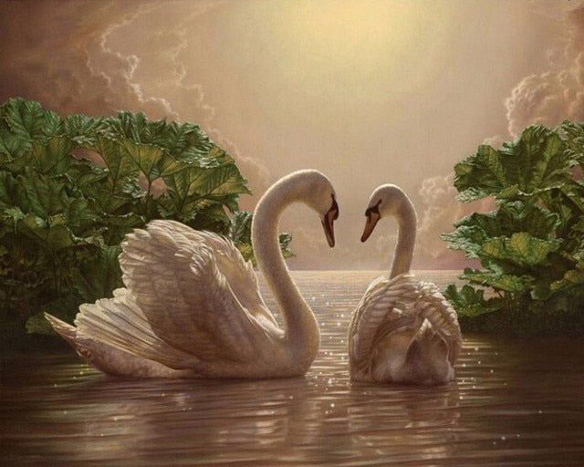 5D Diamond Embroidery Swan Pictures Round Diamond Mosaic Animals Discount Diamond Paintings Full Round Drill Wall Decor