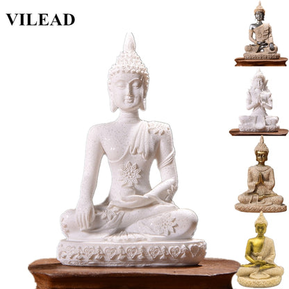 Buddha Statue Nature Sandstone Thailand Buddha Sculpture Hindu Fengshui Figurine Meditation Miniature Home Decor