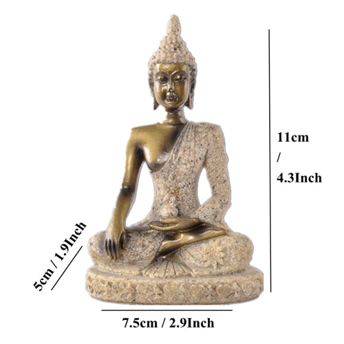 Buddha Statue Nature Sandstone Thailand Buddha Sculpture Hindu Fengshui Figurine Meditation Miniature Home Decor