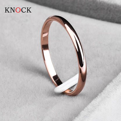 Titanium Steel Anti-allergy Smooth Simple Wedding Couples Rings Black Rose Gold Silver Gold Bijouterie for Man or Woman Gift