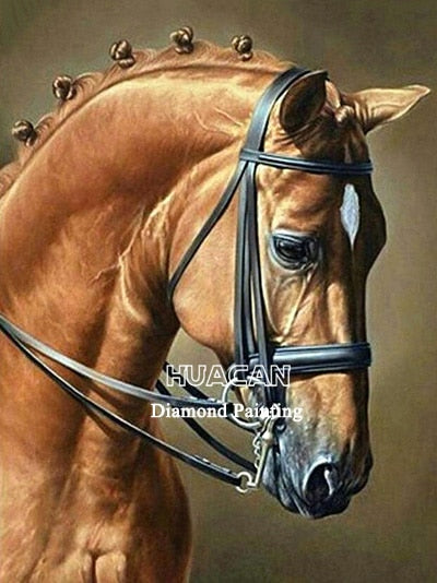 Brown Horse Diamond Painting Full Drill Square Diamond Embroidery Animal Picture 5D Diy Diamond Painting Kits Home Decoration Mosaic