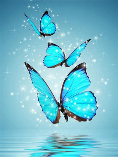 Diy 5D Diamond Painting Blue Butterfly Cross Stitch Embroidery Full Round Square Diamonds Handwork Rhinestone Artwork