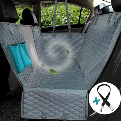 Dog Car Seat Cover See Through Mesh Waterproof Pet Carrier Car Rear Back Seat Mat Hammock Cushion Protector with Zipper And Pockets