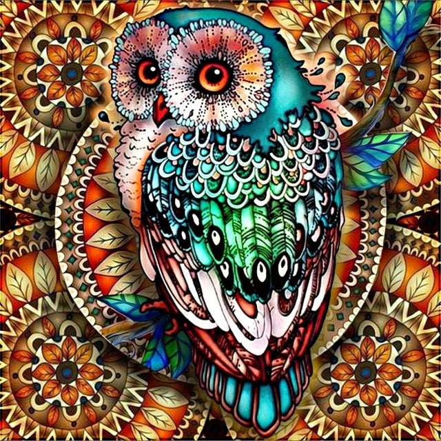 Owl Mandala Flower 5D Diamond Arts Painting DIY Full Drill Square Round Diamonds DIY Crafting Embroidery Painting Home Decor