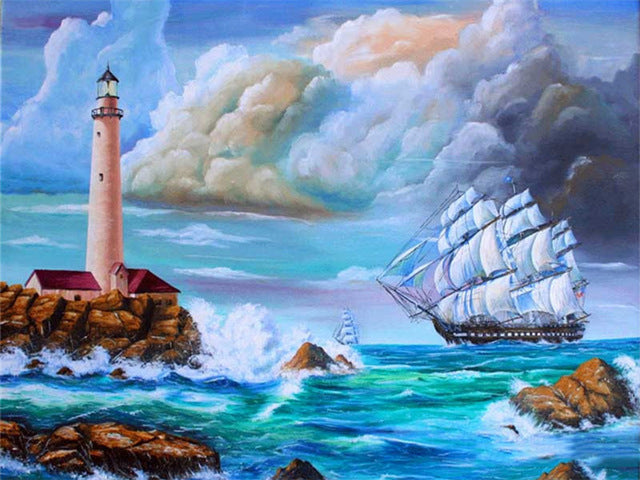 Paint By Numbers Scenery Pictures Oil Drawing By Numbers Ship Home Decoration Full Set Coloring By Numbers 50x40cm