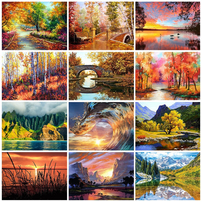 All Size DIY Painting By Numbers Hand-Painted Oil Painting Landscape Picture Paint Drawing On Canvas Home Decoration Unique Gift