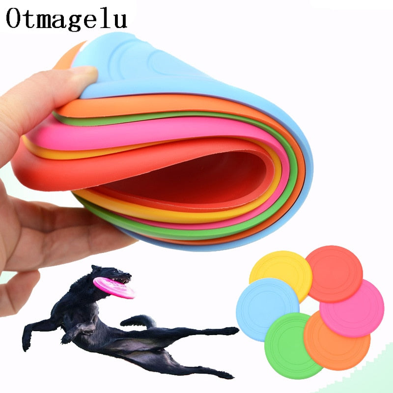 1pcs Silicone Funny Flying Saucer Dog Toy Dog Fun Flying Discs Resistant Chew Puppy Training Interactive Frisby Fetch Toy Pet Supplies