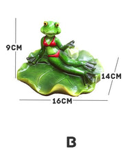 Load image into Gallery viewer, Resin Floating Bamboo raft Frog Statue duck Sculpture Outdoor Garden Pond Decorative Home  Fish Tank Garden Decor Desk Ornament

