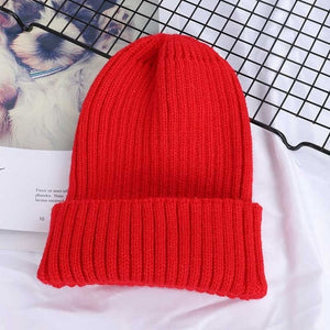 Winter Solid Color Wool Knit Beanie Women Fashion Casual Hat Warm Female Soft Thicken Hedging Cap Slouchy Bonnet Ski