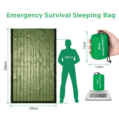 Outdoor Life Bivy Emergency Sleeping Bag Thermal Keep Warm Waterproof Mylar First Aid Emergency Blanket Camping Survival Gear